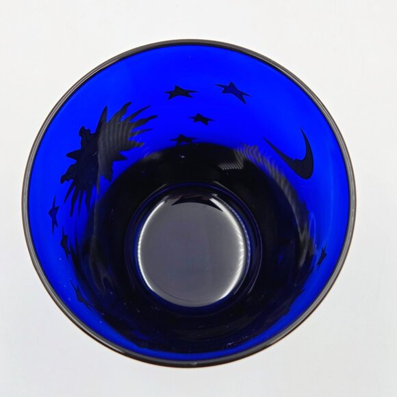 Libbey Celestial Sun Moon Stars Cobalt Blue Old Fashioned Glass Friends Yellow - Picture 10 of 11